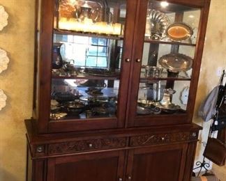 outstanding sliding-door lighted china cabinet