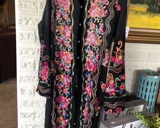 Outstanding ladies embroidered long coat by Aratta Silent Journey