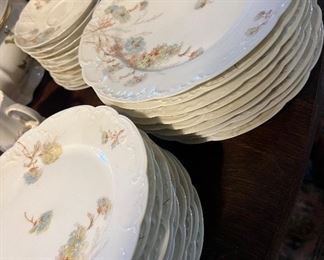 Large set of Haviland Limoges China with several serving pieces.