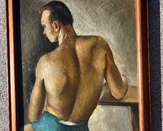 Very early Oil on canvas by George Cress titled “Dusty Rhodes” dated 1941. Great local Chattanooga, Tennessee art. 