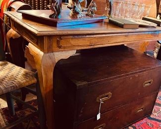 2 Drawer Campaign Chest with Brass Accents