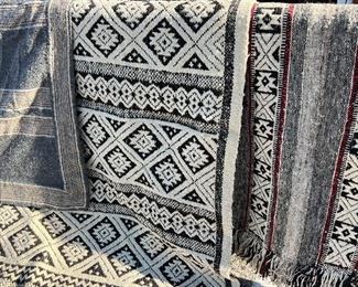 Vintage Peru- Peruvian Alpaca Wool Poncho Blanket and Rug