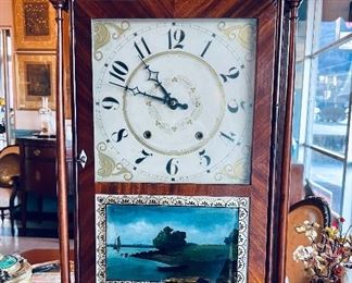 American Mahogany Pillar & Scroll Clock From the Z. Carter Patten Ashland Farm, Flintstone, GA.  Made by Eli Terry circa 1825. 