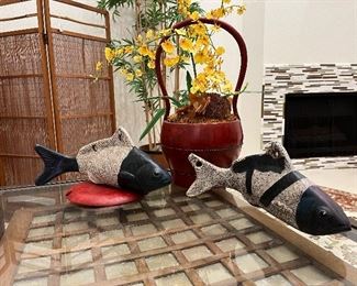 Large ceramic hanging koi