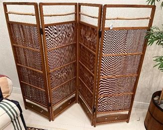 Antique bamboo panel screen 