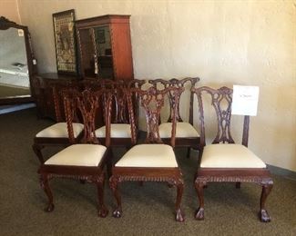 Set of 6 antique Chippendale dining chairs