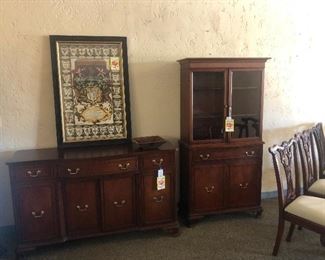 Antique mahogany credenza and dining cabinet