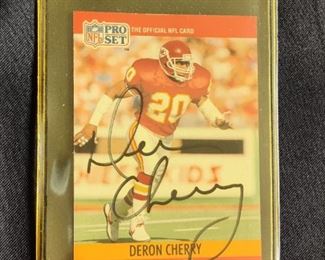 DERON CHERRY SIGNED FOOTBALL CARD - $2.00