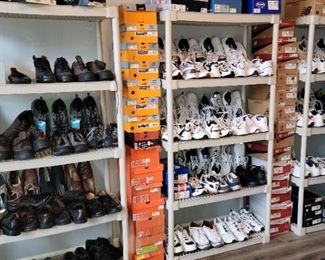 Men's tennis shoes (most are NEW! in sizes 10, 10.5, 11 medium and wide) and dress shoes