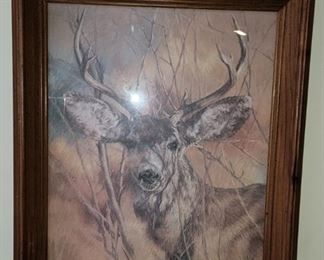 Vintage Home Interiors framed deer print by K.  Maroon