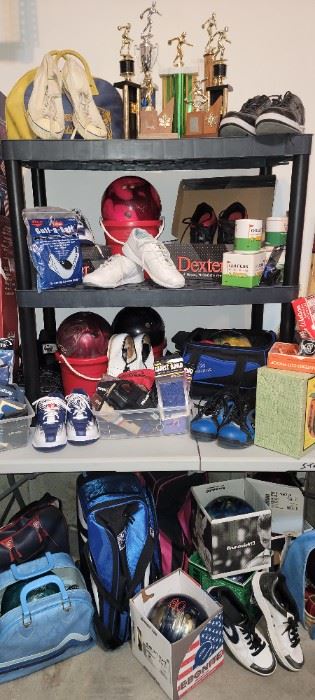 Bowling shoes, balls and bags