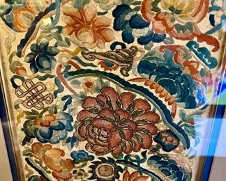 Beautiful forbidden stitch, framed textile.