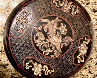 Wooden Chinese box with carved bone.  We have a smaller version as well.