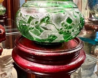 green peking glass bowl.