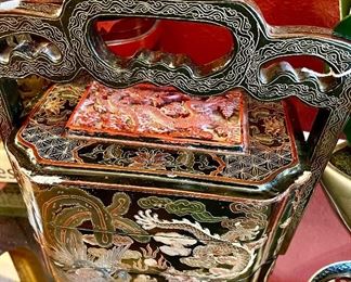 Nice cinnabar carving on top!