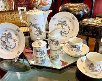 RARE RARE RARE!!  Meissen black Ming Dragon Tea Service.  Look it up!! 18/50.