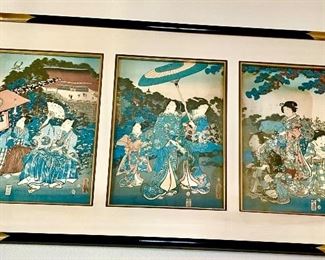 "April" from the series of Twelve Months of Price Genji.    By Toyokuni (Kunisada), 1786-1865, Japanese woodblock prints. 