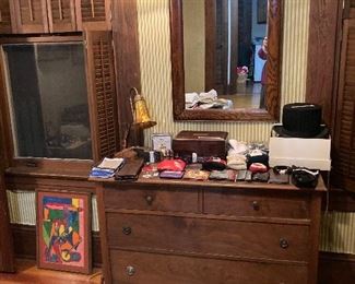 Antique dresser and oak mirror