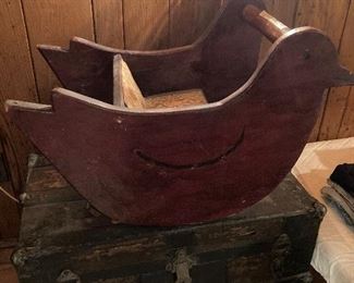 Homemade child’s bird rocker
Antique chest
