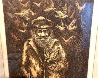 3 Etchings Of Men By Tom Brittain