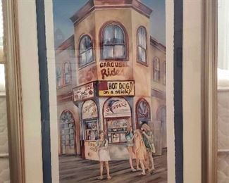 Framed Artist Print Santa Monica Pier Image By Tom Brittain Signed