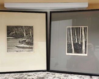 Stream And Trees Etchings By Tom Brittain