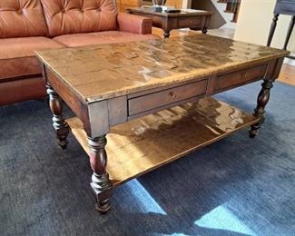 Bassett Furniture Coffee Table - Metal Tin Top Detail