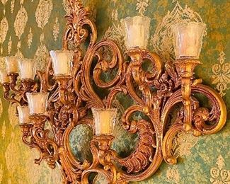 Hollywood Regency Scroll Syroco Style wall sconce candle holder