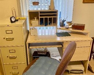 Nice office setup with desk , 2 drawer file cabinet and office chair