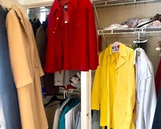 Coats of all types. Mostly women’s size 14, with a few Mens jackets and more