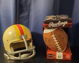 Vintage Football Helmet with Rawlings Football