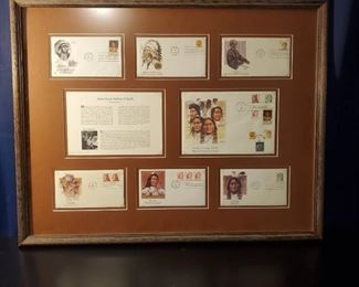Native American First Day Issue Stamp and Envelope Framed Collection 1