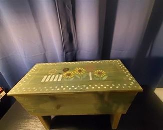 Painted Small Wooden Bench Stool