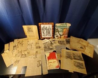 Antique and Vintage Ephemera and Newspaper Clippings - Sports, WWII, Bomb Shelters