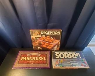Vintage Board Game Bundle - Sorry, Deception, and Parcheesi