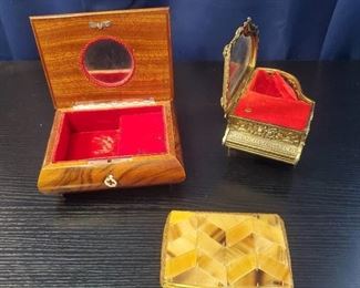Vintage Jewelry Box, Music Box, and Buffalo Horn Purse