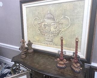 Large art and console table with bronze base