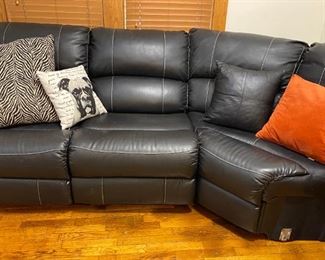 Black leather sectional.