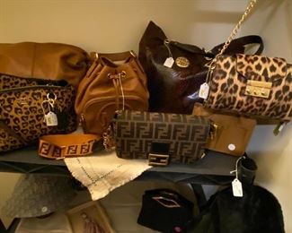 A selection of purses - some designer names