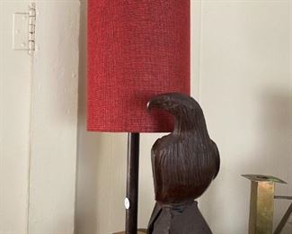 Iron wood eagle lamp.