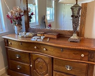 Oak dresser & mirror