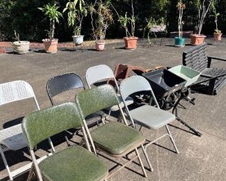 Folding chairs, swing & house plants 