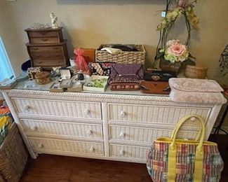 Henry Link white wicker dresser