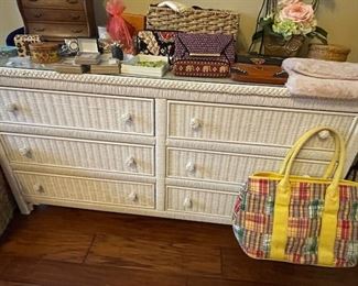 Henry Link white wicker dresser