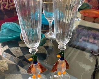 Murano Duck Champagne Flutes
