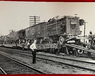 VINTAGE LARGE CIRCUS RAILROAD PHOTOGRAPH - TRAIN CARRYING CITCUS TENTS, EQUIPMENT, ETC. - JACK DEMERS ESTATE TROY N.Y. 