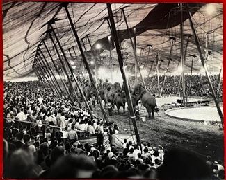 ANOTHER LARGE VINTAGE PHOTO OF THE CIRCUS SET UP - ESTATE OF JACK DEMERS TROY NY