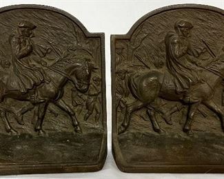 CAST IRON BOOKENDS…MILITARY SOLDIER ON HORSEBACK  