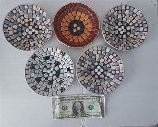 Mid Century mosaic tile plates