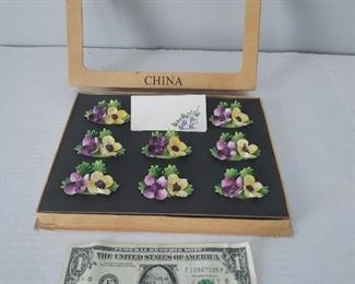 Crown Staffordshire China Place Card Holders Set of Eight